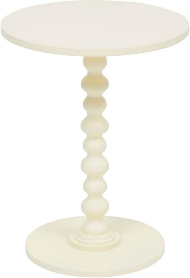 Atmosphera Bijzettafel salontafel Alexa ivoor MDF hout rond Planten verhoger D38 x H50 cm