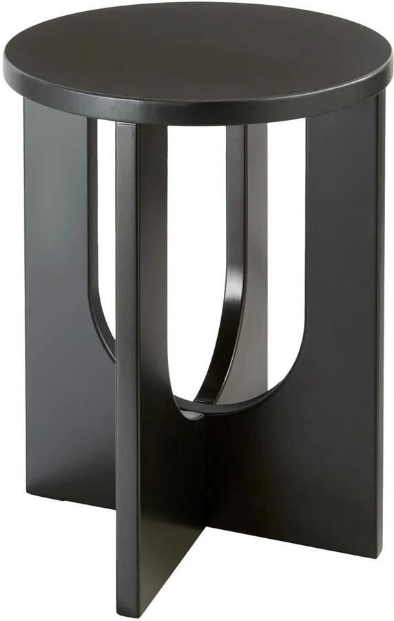 Atmosphera Bijzettafel salontafel Bloom zwart MDF hout rond Planten verhoger