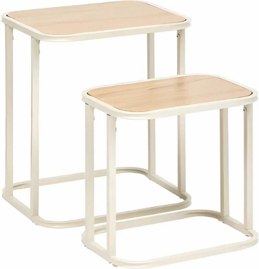 Atmosphera Curvy Bijzettafel Set van 2 stuks 39x33x46cm Beige
