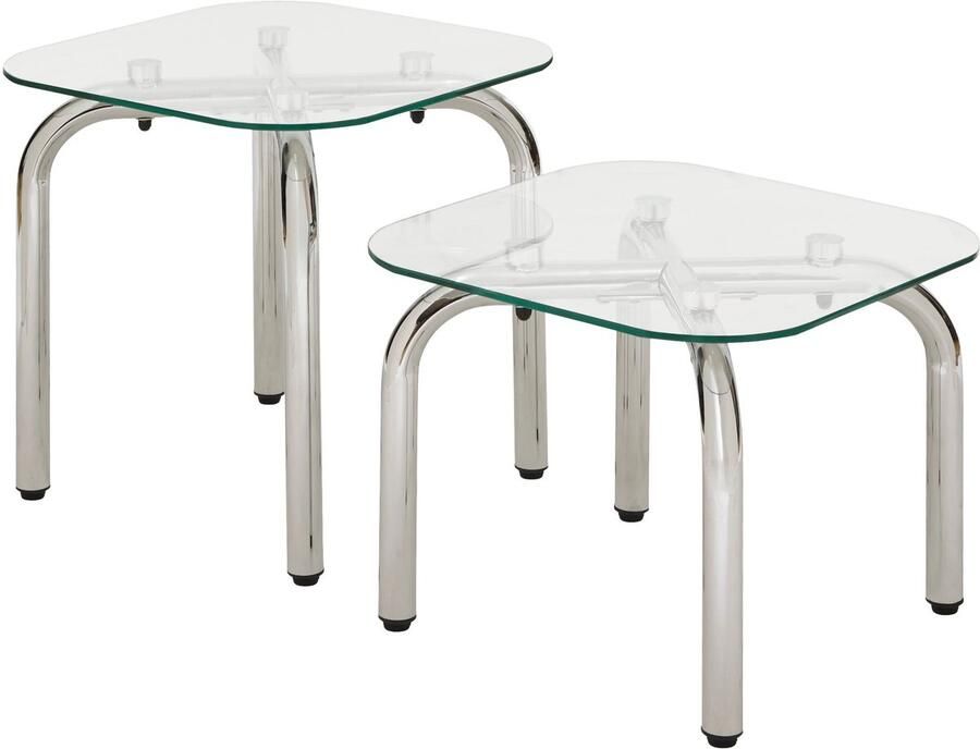 Atmosphera Hecate Glazen Bijzettafel Set van 2 stuks 50x50x50cm Transparant