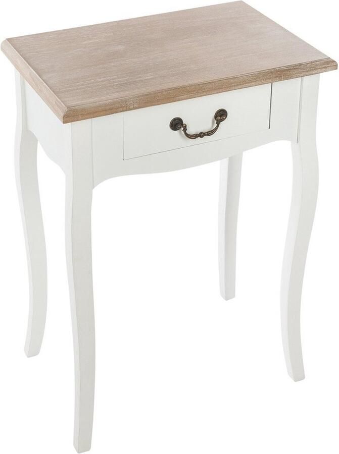Atmosphera bijzettafel nachtkastje Palace wit naturel MDF hout 1 lade 47 x 30 x 66 cm - Foto 2