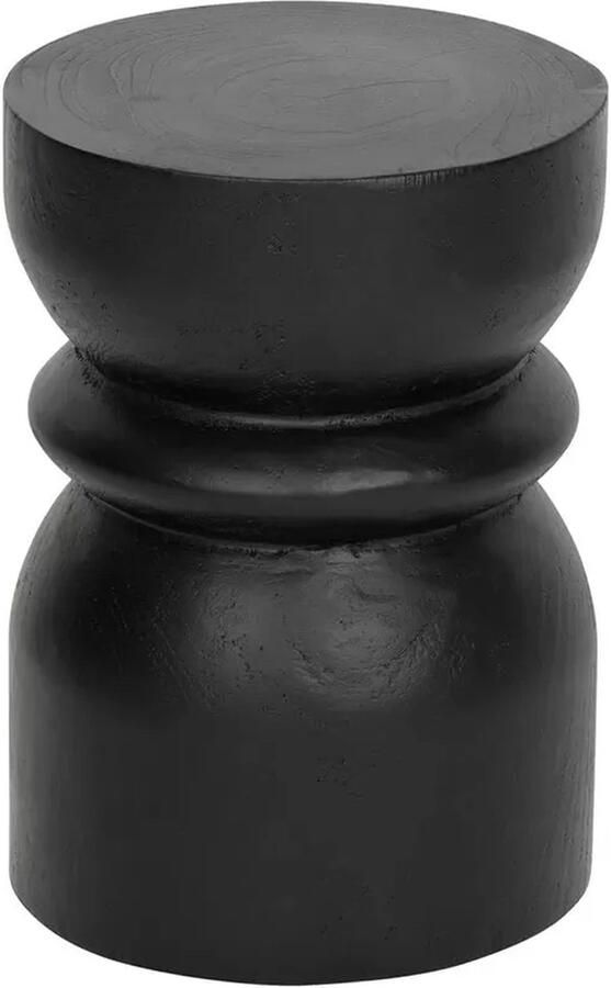 Atmosphera Jafar houten bijzettafel Ø28xH40cm Zwart