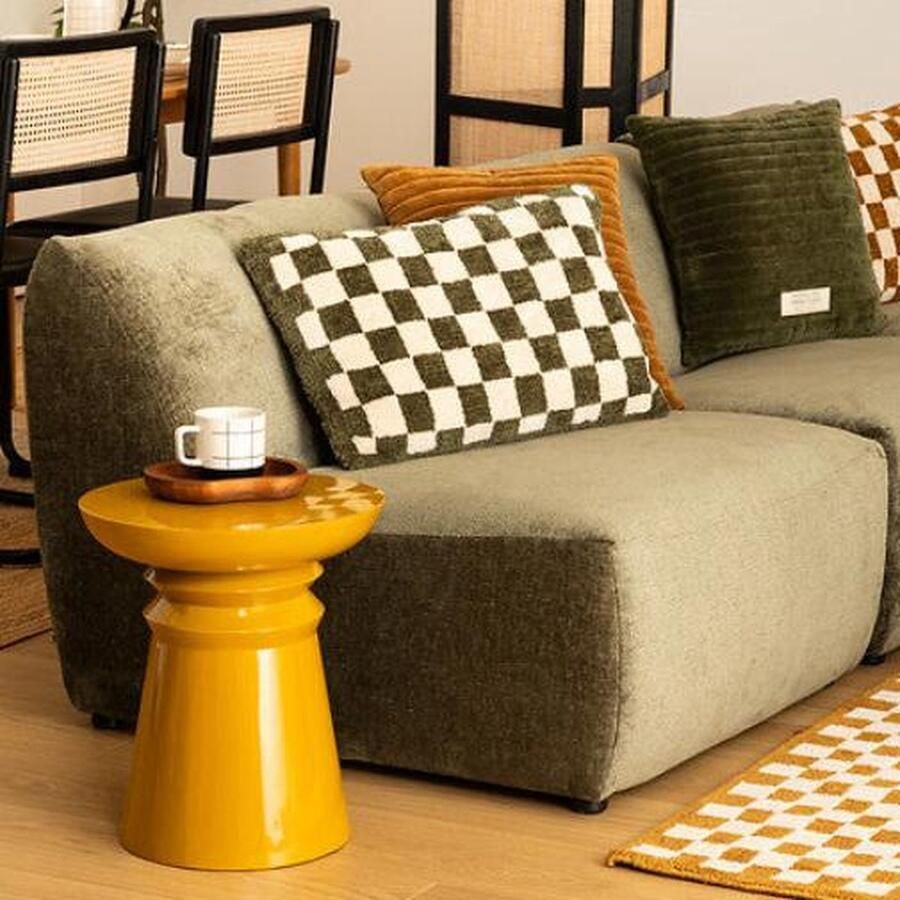 Atmosphera Jaya IJzeren bijzettafel Ø38xH43cm Mosterdgeel