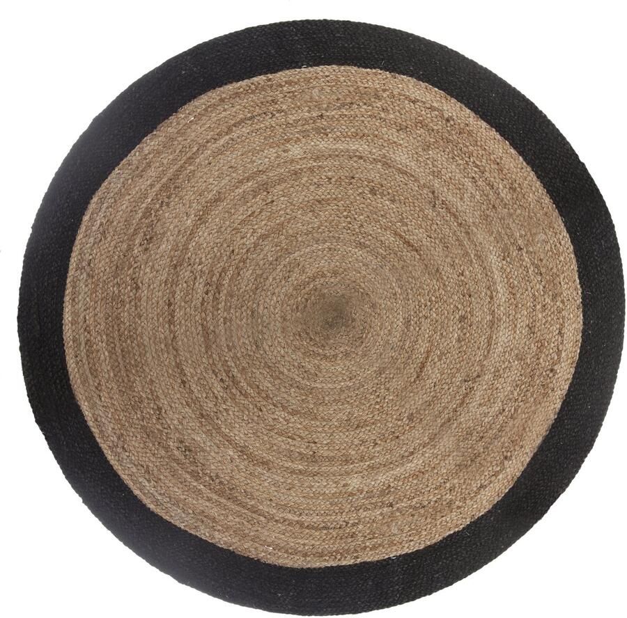 Atmosphera Jute vloerkleed rond met naturel met zwarte rand diameter 120 cm - Foto 2