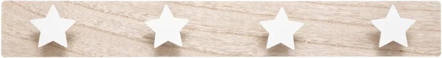 Atmosphera Kapstok kinderkamer sterren knoppen 4 haken MDF hout 55 x 7 cm wit