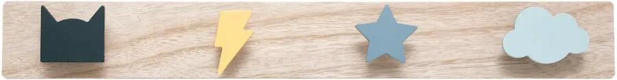 Atmosphera Kapstok kinderkamer vormen knoppen 4 haken MDF hout 55 x 7 cm kleurenmix