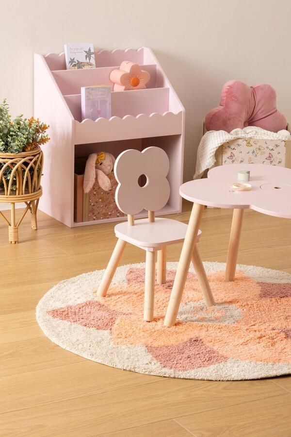 Atmosphera Kids Boekenkast verticale vakken met opbergvak 48x32xH60cm Lichtroze