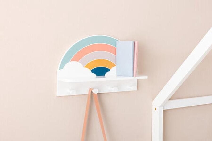 Atmosphera Kids Kapstok met wandplank 30x12x48cm Regenboog