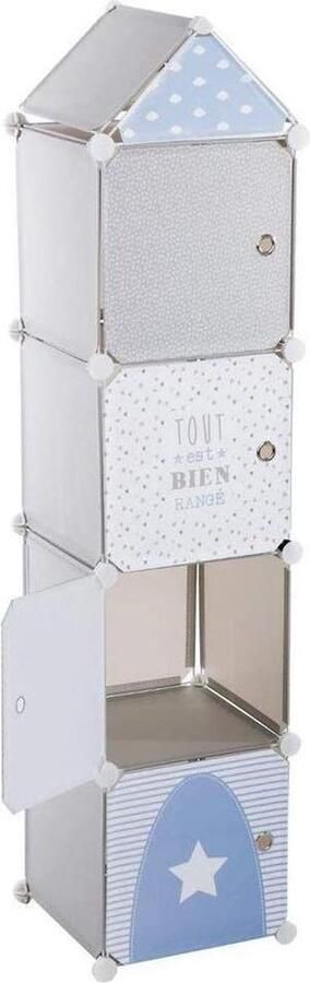 Atmosphera ladekast hoge opberger 34 x 32 x 140 cm blauw grijs wit