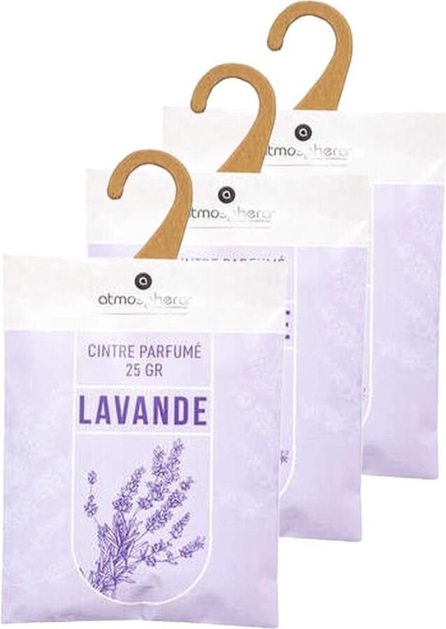 Atmosphera Lavendel geurzakjes voor in de Kledingkast Kleding Geurkaartjes met Ophanghaak Scented hanger Kast Parfum met Hanger Kamer Luchtverfrisser Hangers Geurzakje Geurkaart 3 stuks
