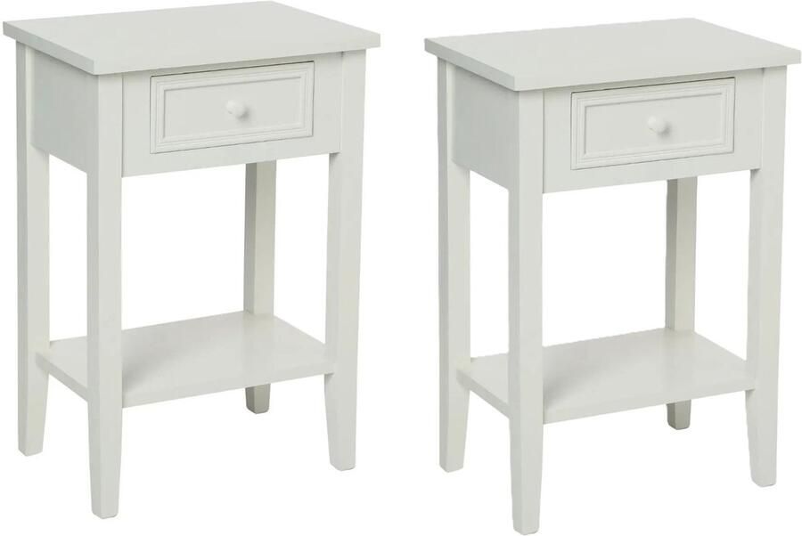 Atmosphera Nachtkastje Charm 2x Moderne stijl MDF hout met lade 45 x 30 x 67 cm