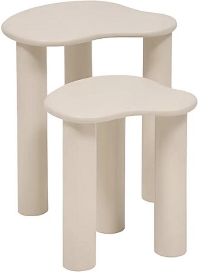 Atmosphera Oloa Salontafel Set van 2 stuks 45x45xH51cm Beige