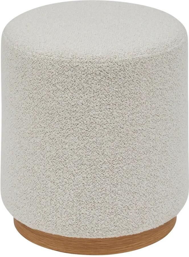 Atmosphera Poef om te zitten Nesky Boucle stof hout wit D41 x H45 cm extra zitplaatsen stoelen