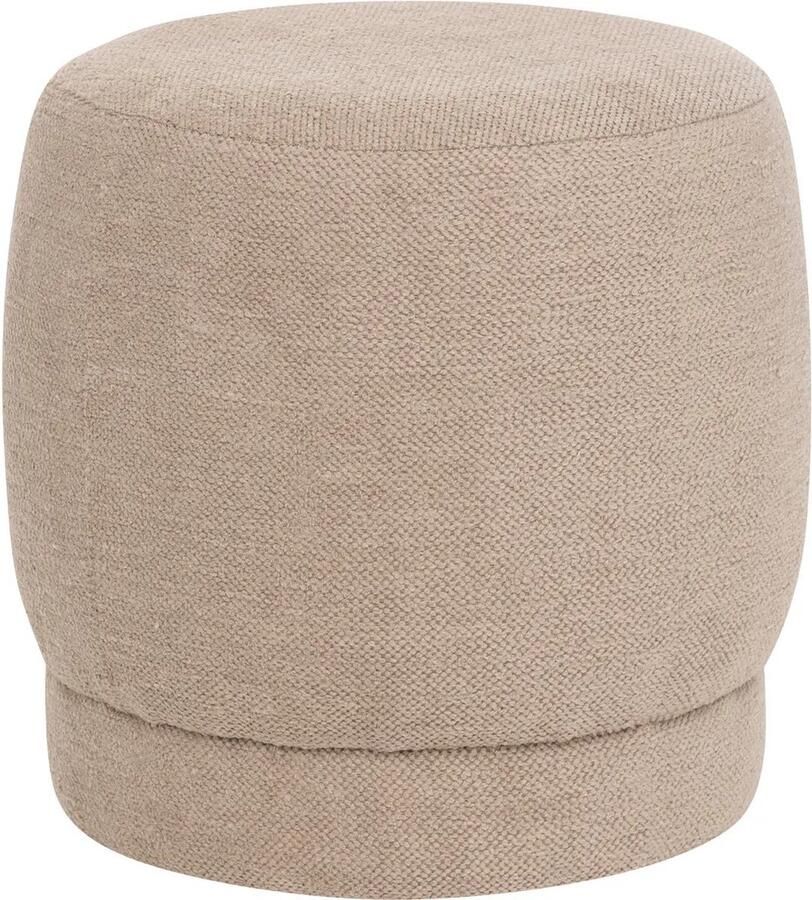 Atmosphera Poef om te zitten Perfect Seat stof hout beige 40x40 cm bijzet stoeltjes