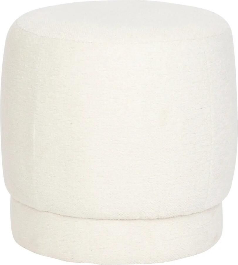 Atmosphera Poef om te zitten Perfect Seat stof hout wit 40x40 cm bijzet stoeltjes