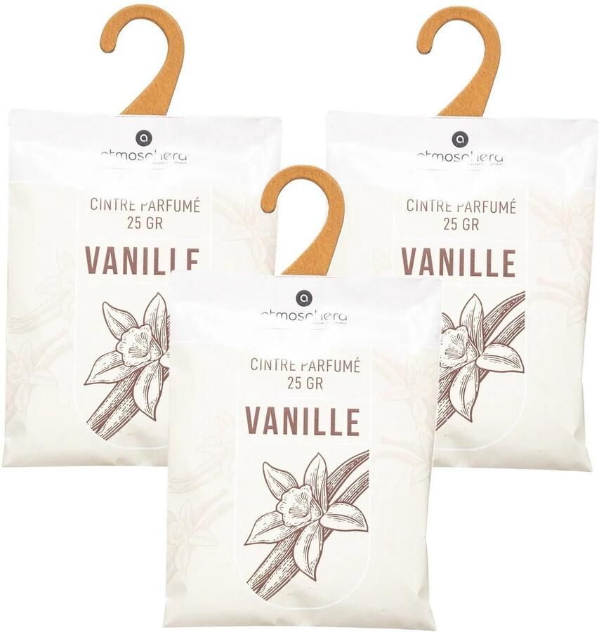 Atmosphera Vanille geurzakjes voor in de Kledingkast Kleding Geurkaartjes met Ophanghaak Scented hanger Kast Parfum met Hanger Kamer Luchtverfrisser Hangers Geurzakje Geurkaart 3 stuks