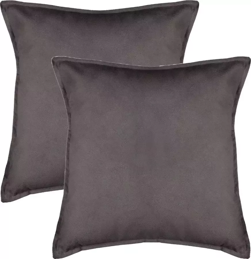 Atmosphera Bank sierkussens huiskamer Sophia 2x stuks 45 x 45 cm donkergrijs polyester met rits