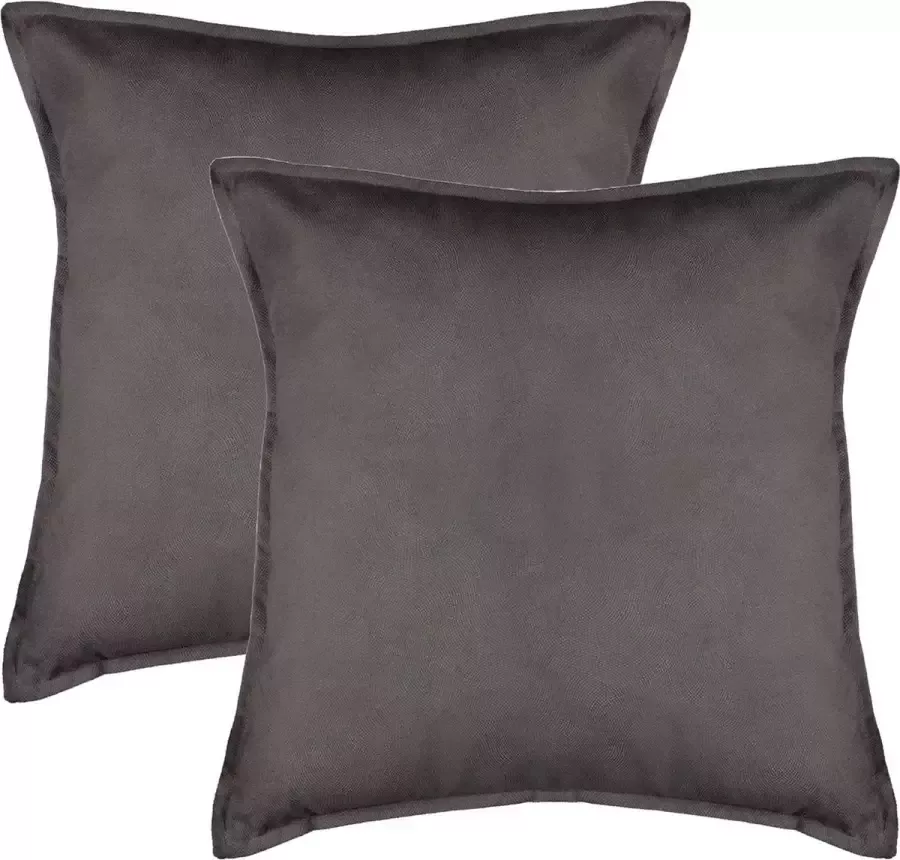 Atmosphera Bank sierkussens huiskamer Sophia 2x stuks 52 x 52 cm Donkergrijs polyester met rits