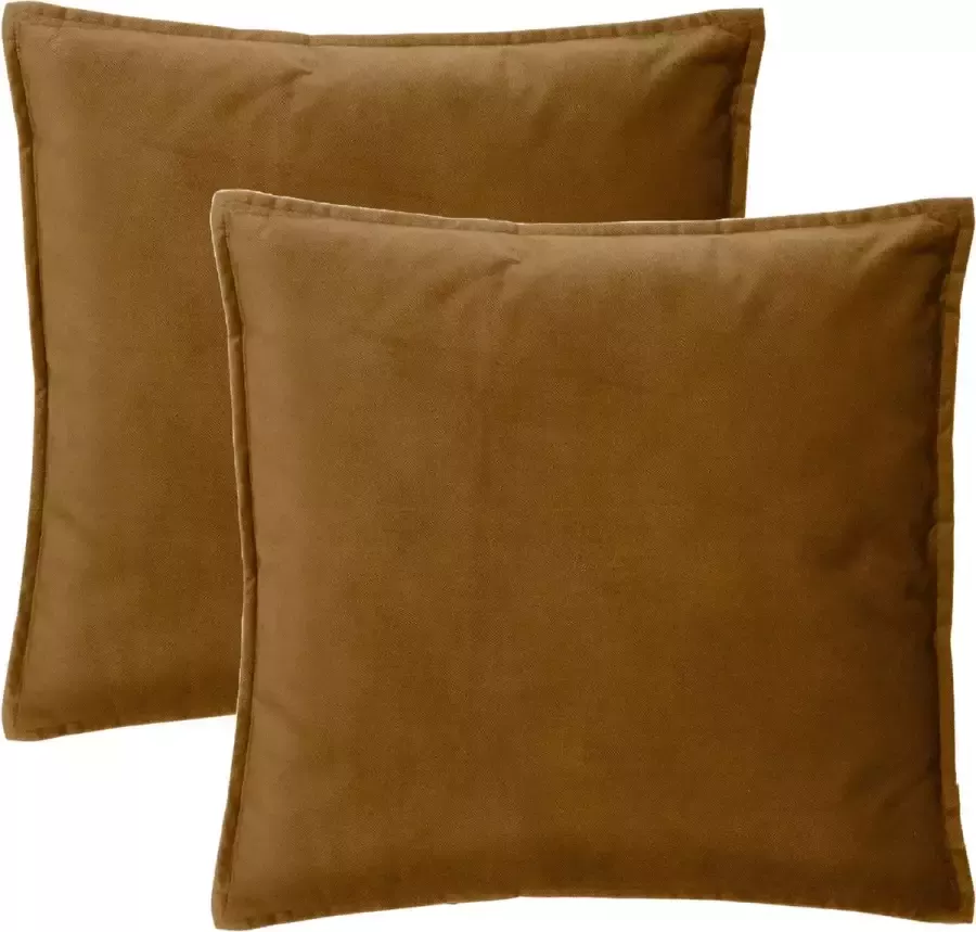 Atmosphera Bank sierkussens huiskamer Sophia 2x stuks 52 x 52 cm Goud bruin polyester met rits