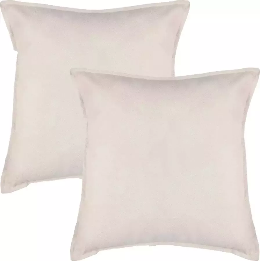 Atmosphera Bank sierkussens huiskamer Sophia 2x stuks 52 x 52 cm Ivoor wit polyester met rits