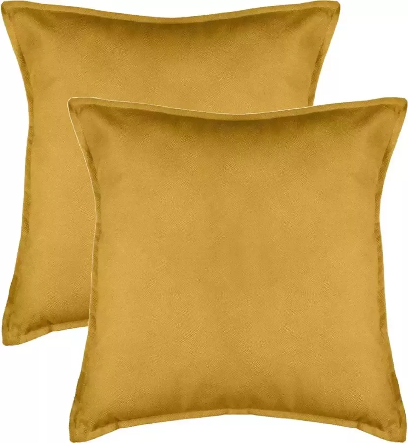 Atmosphera Bank sierkussens huiskamer Sophia 2x stuks 52 x 52 cm Okergeel polyester met rits