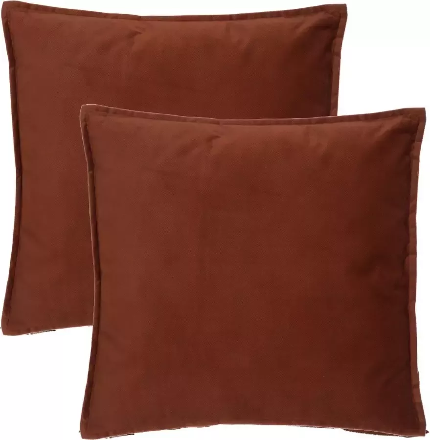 Atmosphera Bank sierkussens huiskamer Sophia 2x stuks 52 x 52 cm Terracotta polyester met rits