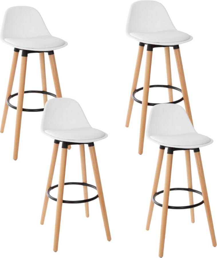 Atmosphera Créateur d'intérieur Atmosphera Créateur d'intérieur Barkruk Wit 4 Stuks Modern Barstoelen met rugleuning Hoge stoel Keukenkruk