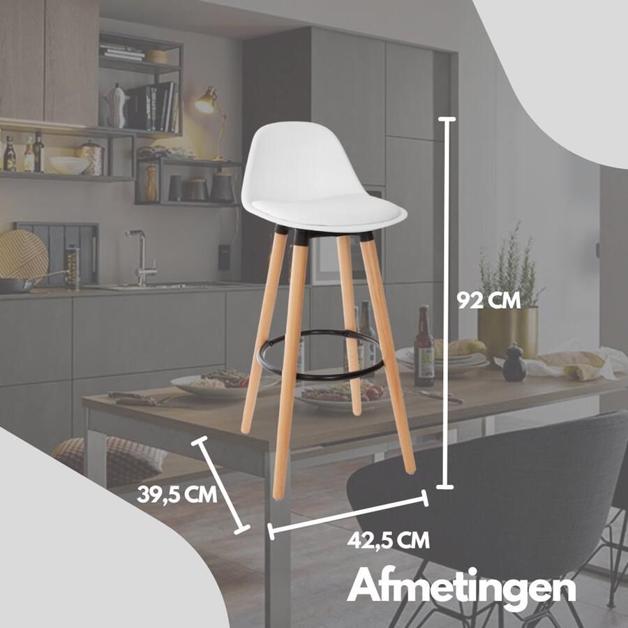 Atmosphera Créateur d'intérieur Atmosphera Créateur d'intérieur Barkruk Wit 4 Stuks Modern Barstoelen met rugleuning Hoge stoel Keukenkruk