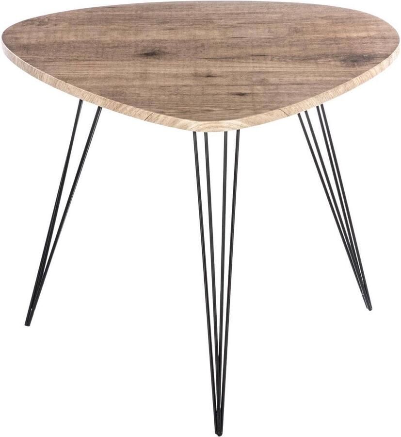 ATMOSPHERA bijzettafel in hout en zwart metalen poten 69 x 54 x H 60 cm - Foto 2