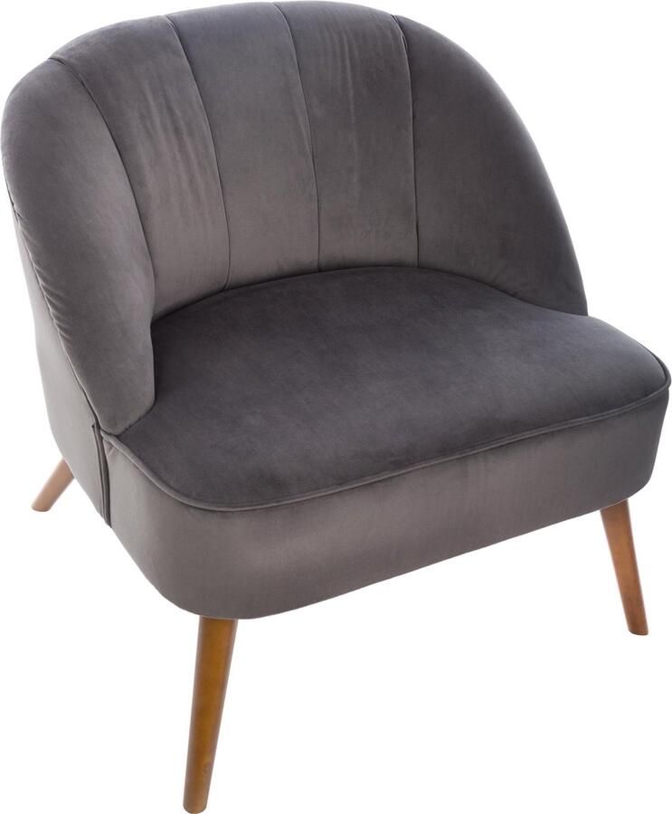 Atmosphera Créateur d'intérieur Comfortabele Fauteuil Faux Velours Grijs