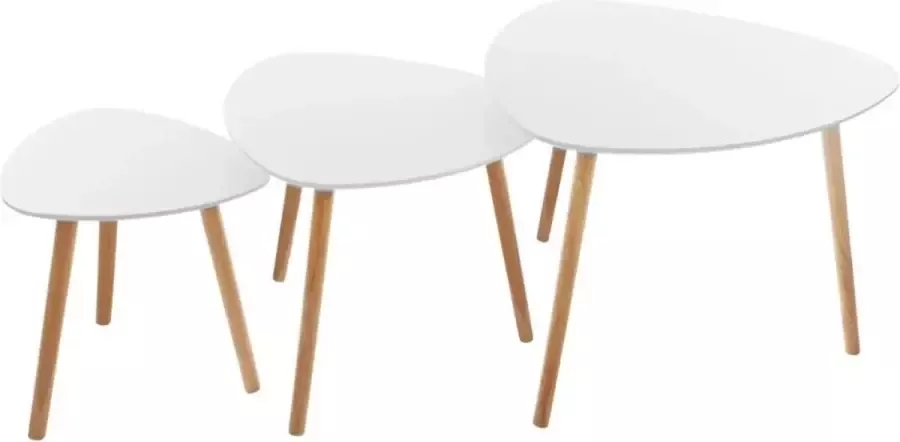 Atmosphera Créateur d'intérieur koffietafel in set van 3 salontafel wit hout eik woonkamer living