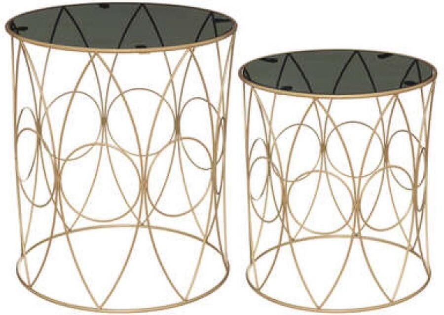 Atmosphera Créateur d'intérieur Salontafel sacha set van 2 Goud onderstel met rookglas top