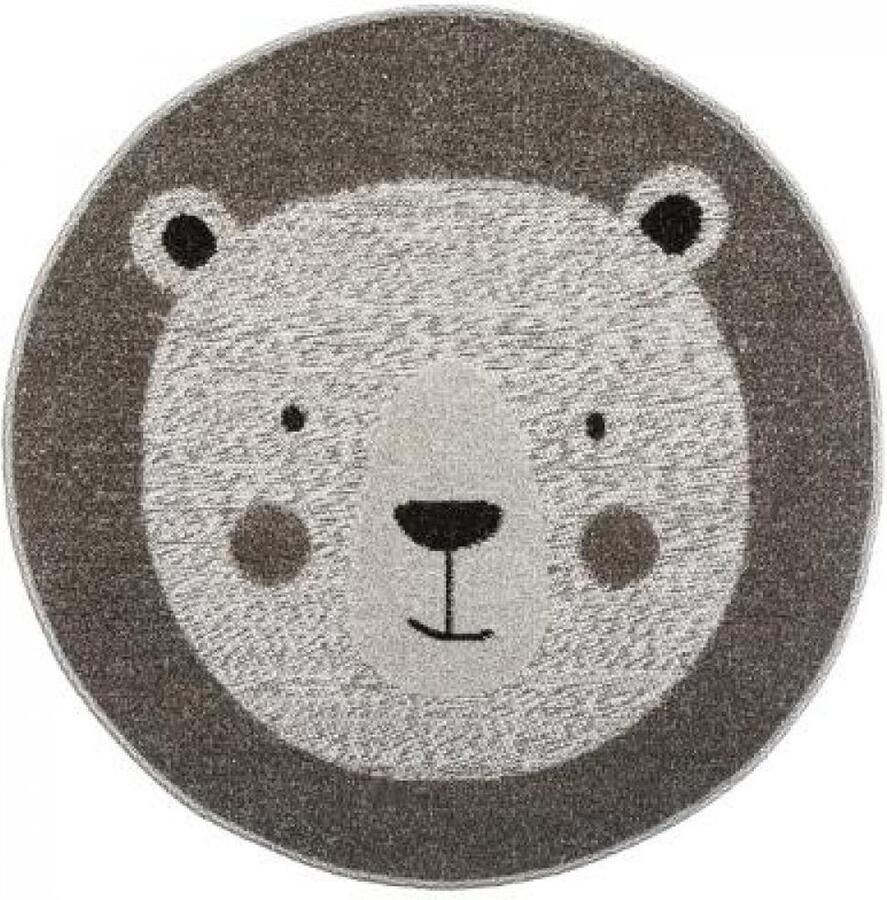 Atmosphera Créateur d'intérieur Tapijt kinderkamer beer Rond Grijs Ø80 cm