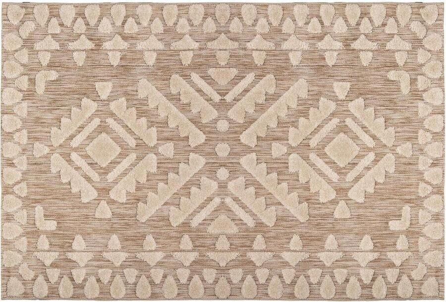 Atmosphera Créateur d'intérieur Vloerkleed 3D patroon HANA 150x230 geweven linnen vloerkleed woonkamer beige naturel