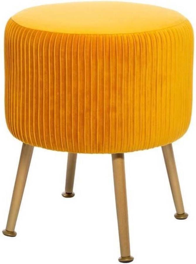 Atmosphera Design Kruk in Fluweel Solaro in MDF en metaal Geel D. 35 x H. 41 cm