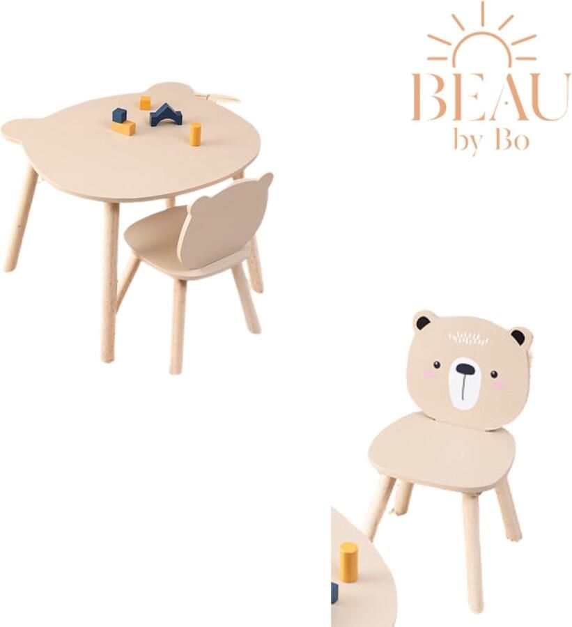 Atmosphera for kids BEAU by Bo Kids Kindertafel + Kinderstoel Teddybeer Beige