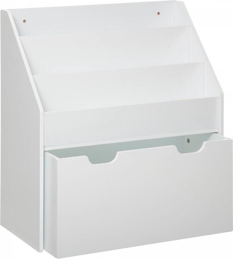 Atmosphera for kids Kinderboekenkast- MDF- Met Wielen- Wit- 63 x 30 x 70 cm