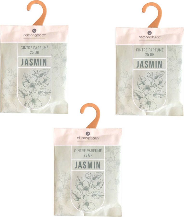 Atmosphera Jasmine geurzakjes voor in de Kledingkast Kleding Geurkaartjes met Ophanghaak Scented hanger Kast Parfum met Hanger Kamer Luchtverfrisser Hangers Geurzakje Geurkaart 3 stuks
