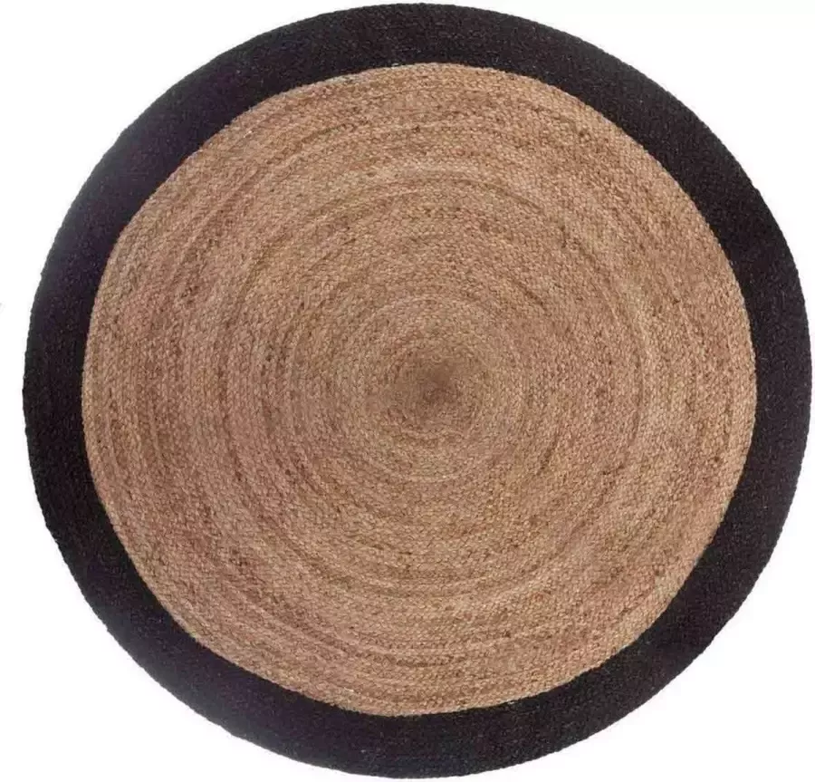 Atmosphera Jute vloerkleed rond met naturel met zwarte rand diameter 120 cm - Foto 2