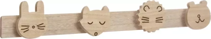 Atmosphera Kids kapstok Wilde dieren hout 4 Kapstokken Kinderkamer