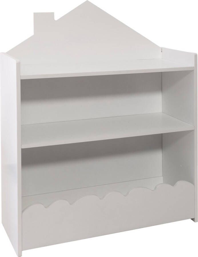 Atmosphera Kids boekenkast + kist huis hout Wit Opberger Wandplank Speelgoedkist H78 cm