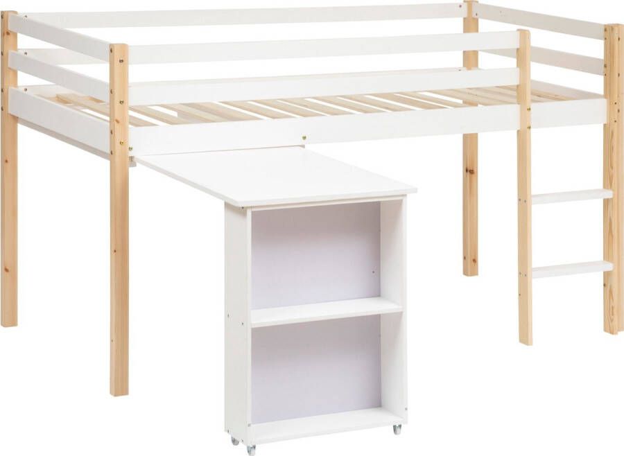 Atmosphera kids kinderbed met schuifbureau en boekenkast Hoogslaper 90 x 190 cm Bed