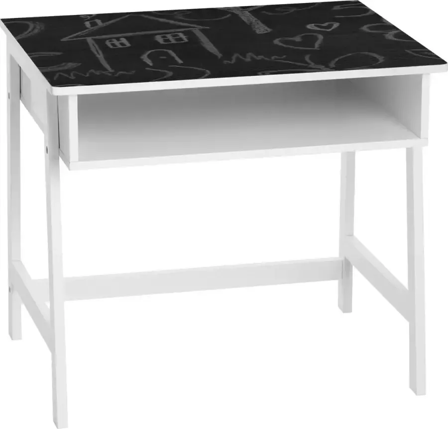 Atmosphera Kids kinderbureau met schrijfbank voor krijtjes met extra laden Lessenaar Wit Hout Bureau