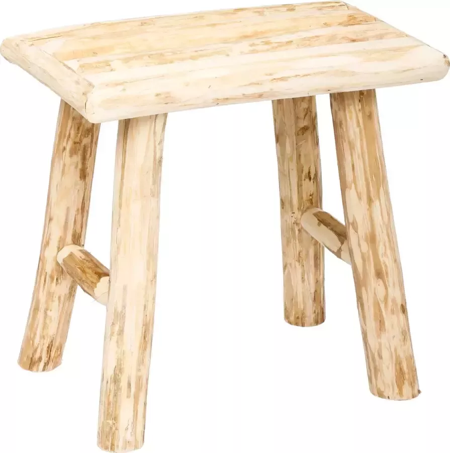Atmosphera Zit krukje bijzet stoel hout houtskleur L23 x B34 x H31 cm Krukjes - Foto 1