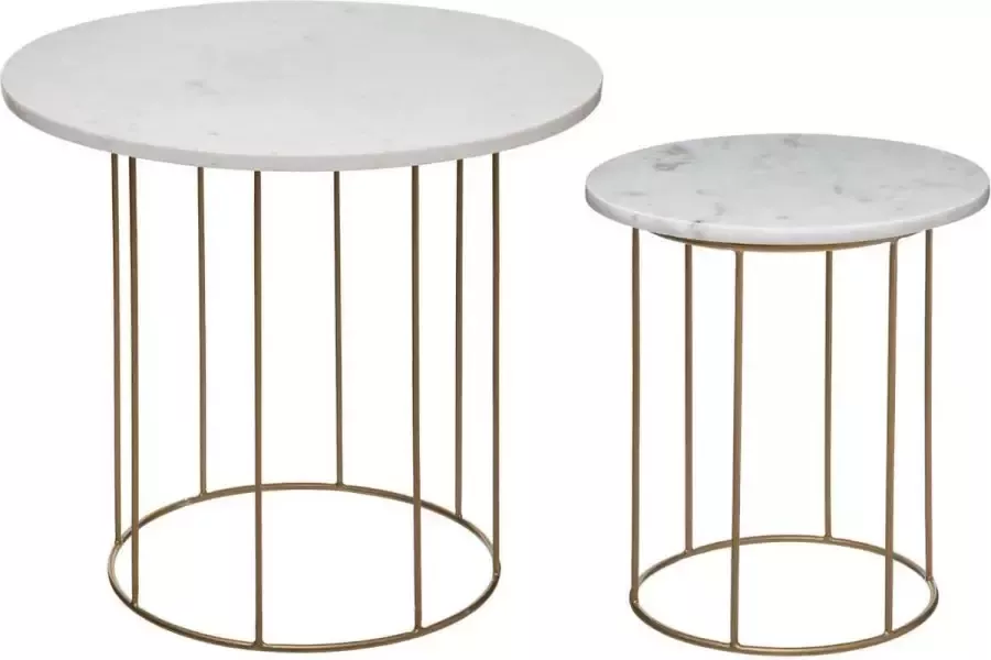 Atmosphera Marble bijzettafel set 2 Goudkleurig en marmer Salontafel