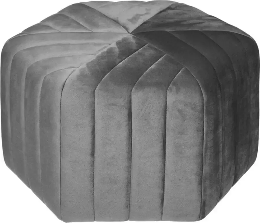 Atmosphera Poef om te zitten Diamond hout stof soft fluweel grijs D52 x H30 cm bijzet stoeltjes