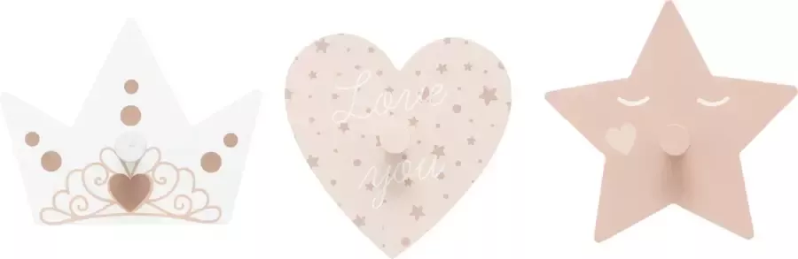Atmosphera Kids Prinses Kapstok Haken 3 Stuks Wanddecoratie