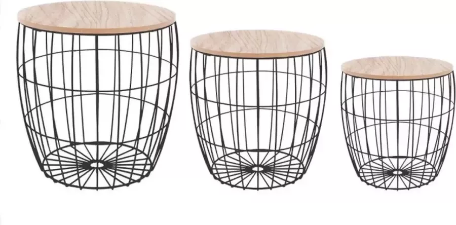 Atmosphera Salontafel Set Van 3 Zwart Hout