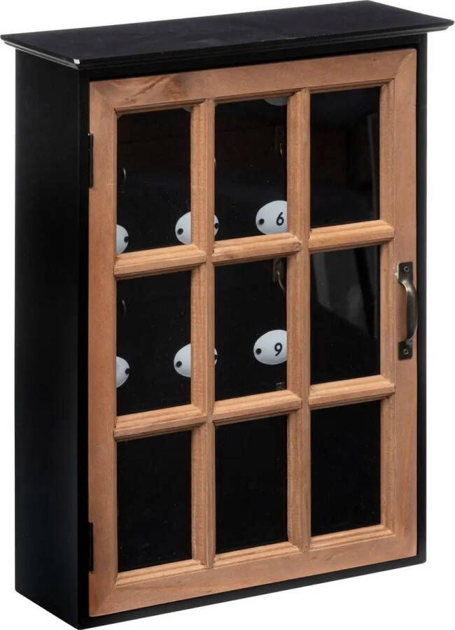 Atmosphera Sleutelkastje Classic Cabinet mdf glas zwart bruin 30 x 40 cm Voor 9 sleutels staand of muur bevestiging