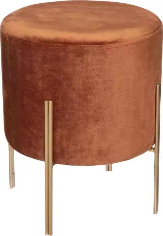 Atmosphera Velvet poef amber met gouden poten Kruk Fluweel Velours